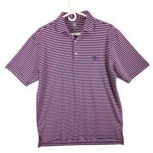 Turtleson Polo Shirt Mens Medium Pink Navy Striped Tour Performance Golf Korea